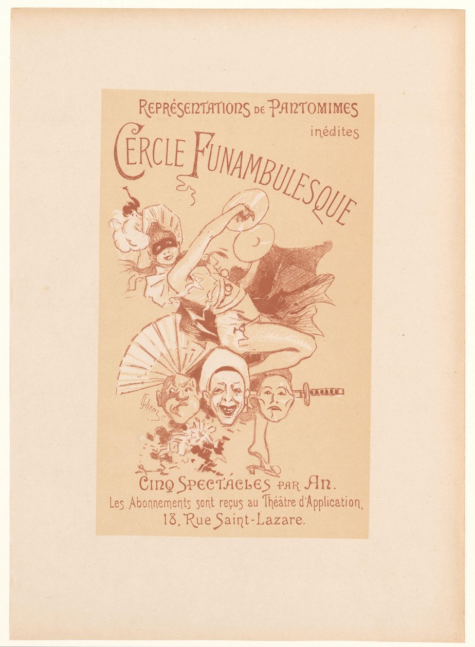Reklamekort til Cercle Funambulesque Cercle Funambulesque (titel på objekt) af Jules Cheret