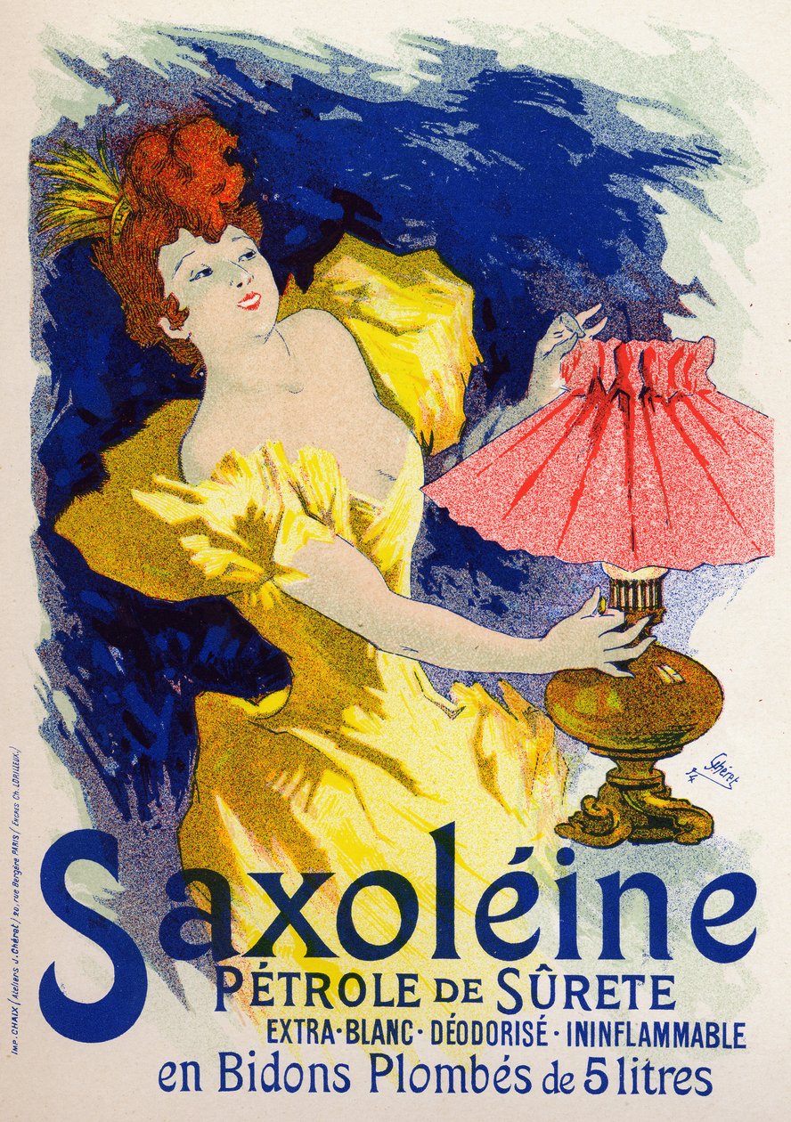 Videnskab. Energi. Saxolein, olie til lampe. Plakat af Jules Cheret, Frankrig af Jules Cheret