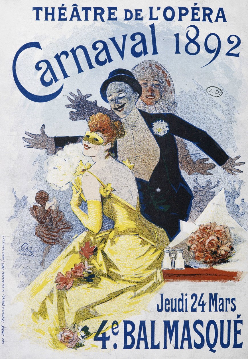 Theatre of the Opera: canarval of 1892, 4. kuglemaske - plakat af Jules Cheret af Jules Cheret