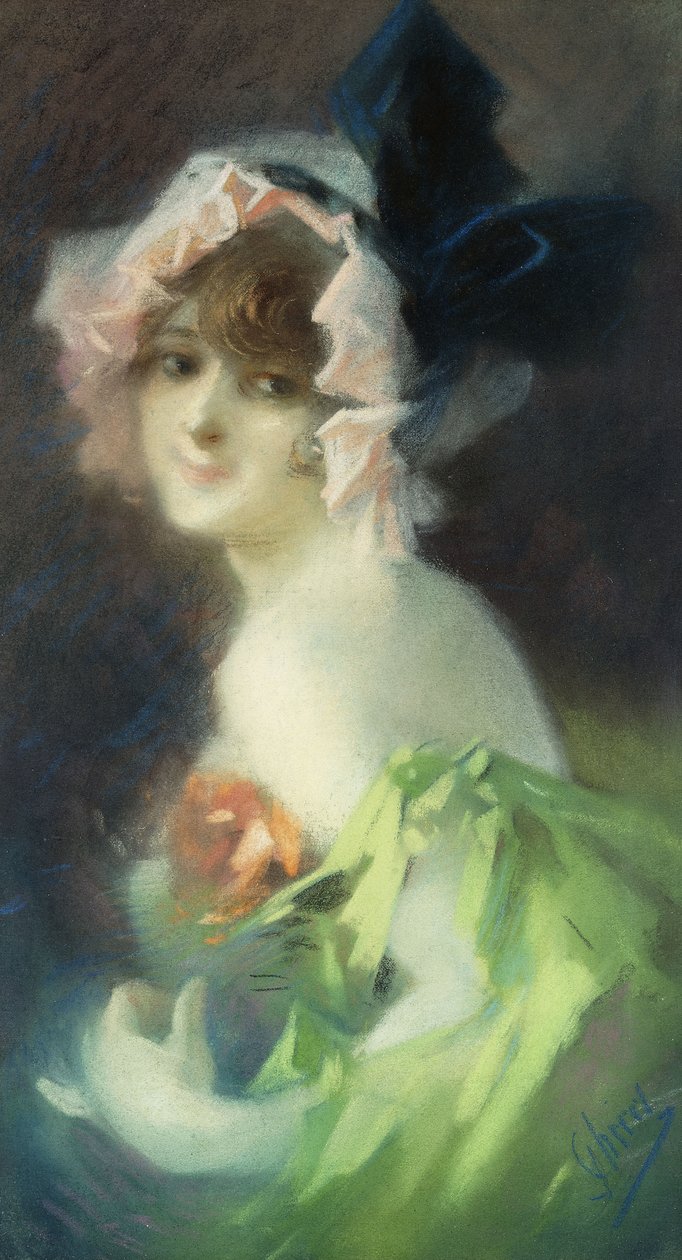 Kvinde med Handsker; Femme aux Gants, af Jules Cheret