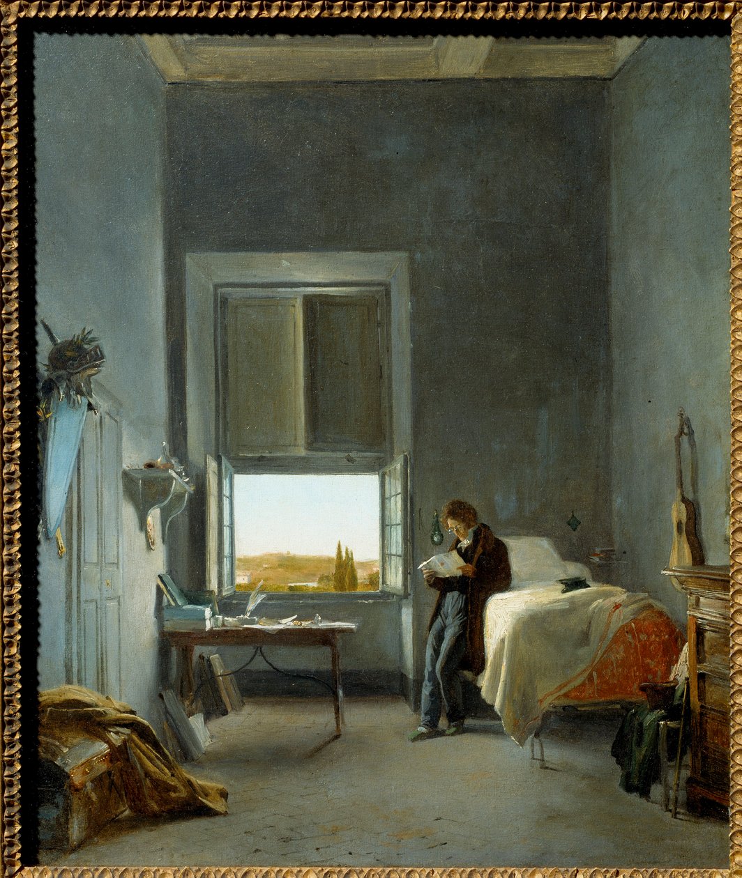 Kunstneren på sit værelse på Villa Medicis af Jules Coignet