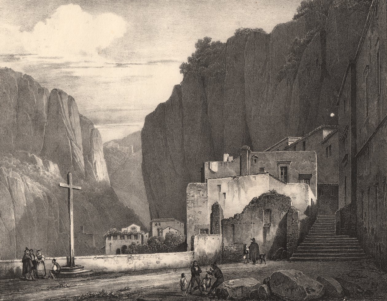 Udsigt over Amalfi, Campania, Italien, litografi efter tegning af Jules Coignet (1798-1860), 258x245 cm af Jules Coignet