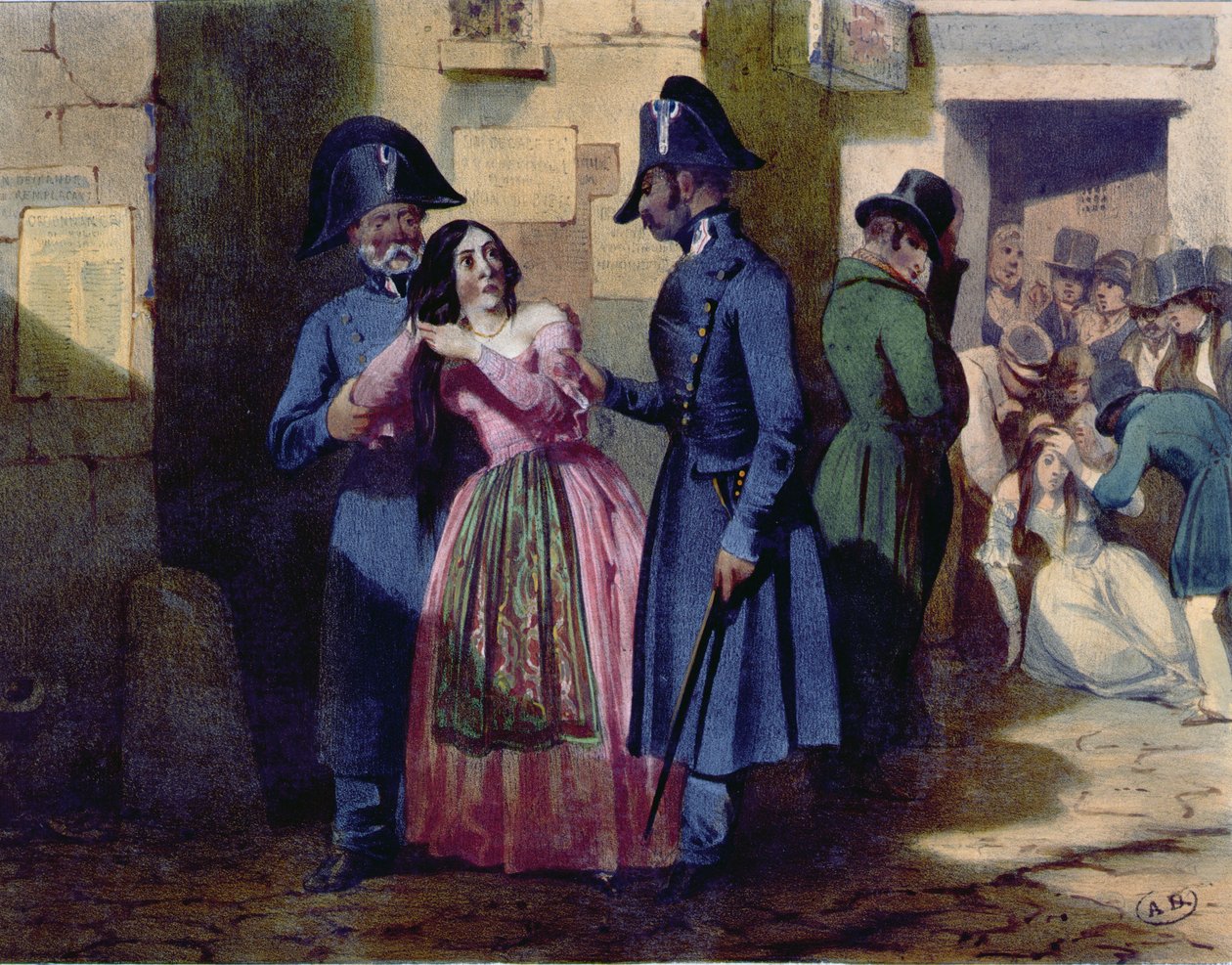 Anholdelse af en prostitueret af politiet, ca. 1835 af Jules David