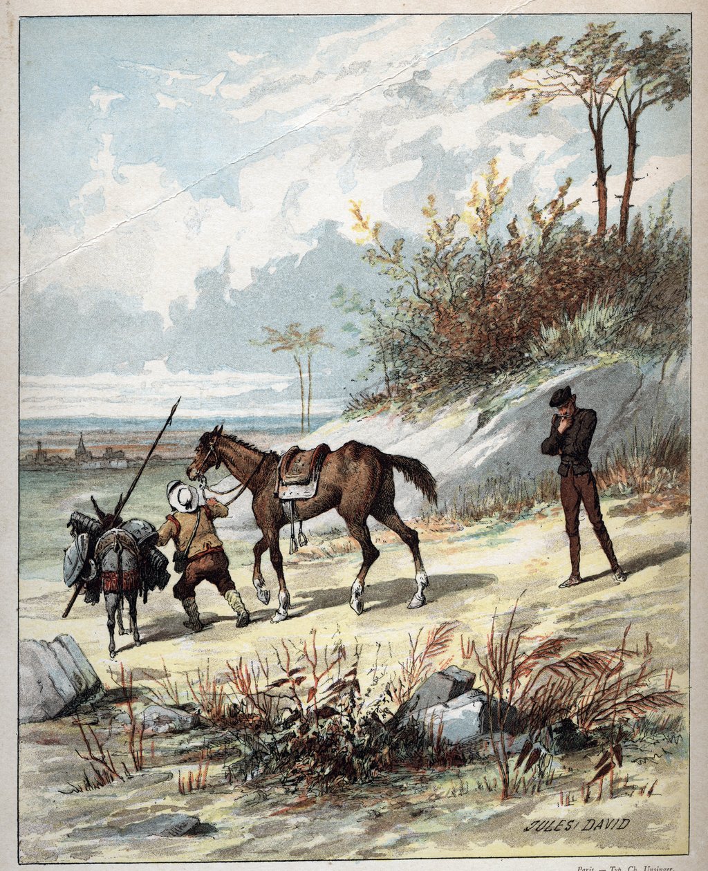 Don Quixote og Sancho Panza - Don Quixotes historie (Don Quixote) - 1887 - af Miguel de Cervantes Saavedra (1547-1616) - af Jules David