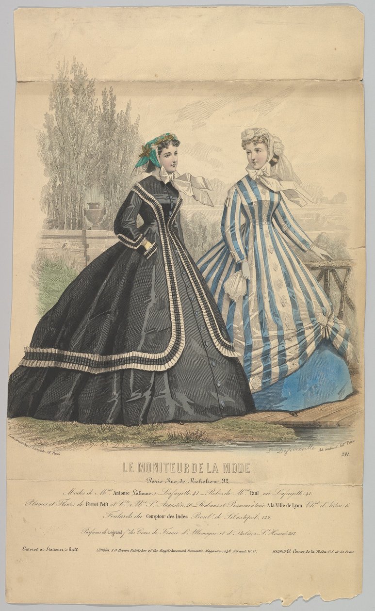 Modes de Mme. Antonie Lalanne, nr. 791, fra Le Moniteur de la Mode, 1848. af Jules David