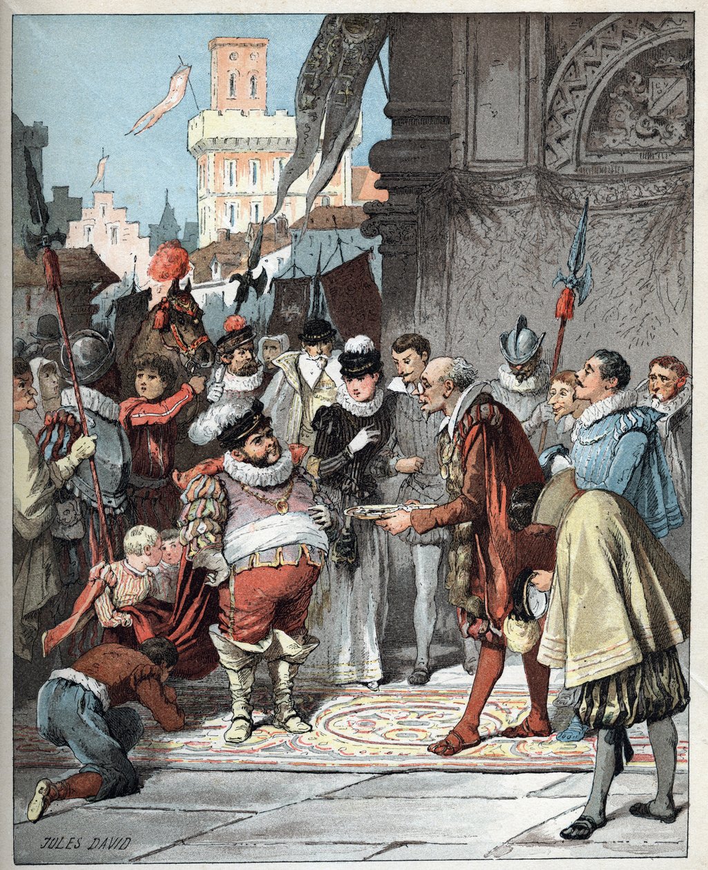 - Illustration af Jules David (1808-1892) fra Histoire de Don Quixote (Don Quixote) - 1887 - af Miguel de Cervantes Saavedra (1547-1616) - af Jules David