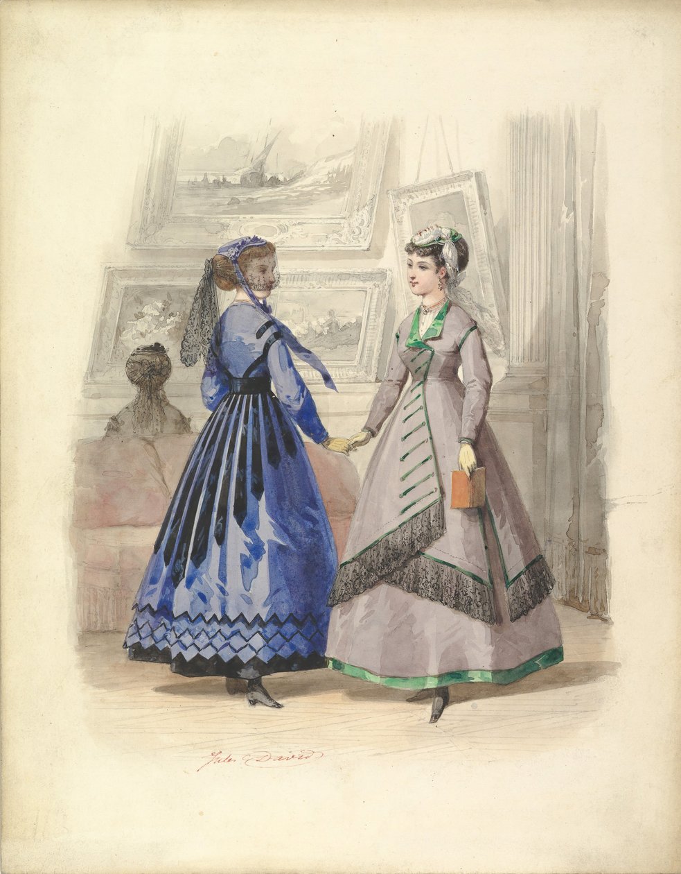 To kvinder i et kunstgalleri, 1868. af Jules David