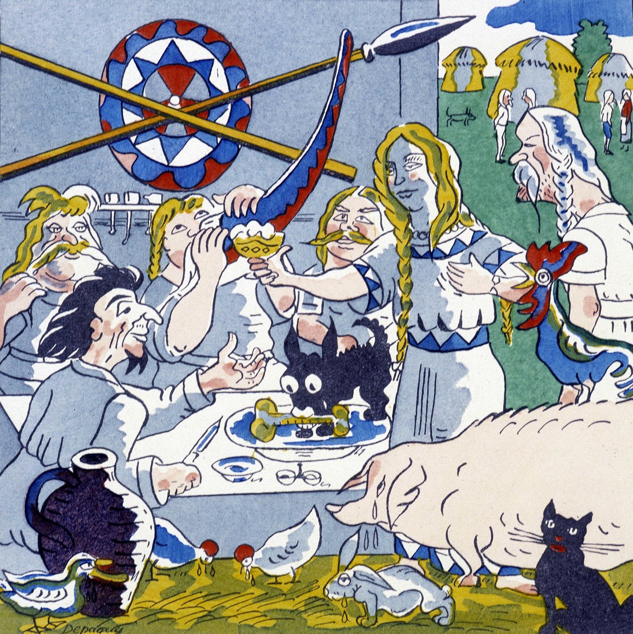 Festin (Gallisk banket), i La Gaule et les Gauls, Frankrigs historie af Jules depaquit af Jules Depaquit