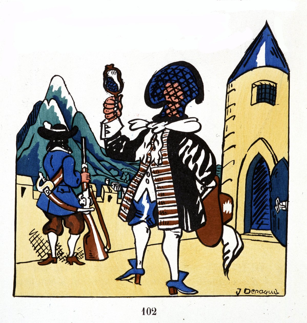 Manden i jernmasken - i ""Frankrigs historie"" ill. af Jules Depaquit, red. Jonquieres, Paris af Jules Depaquit
