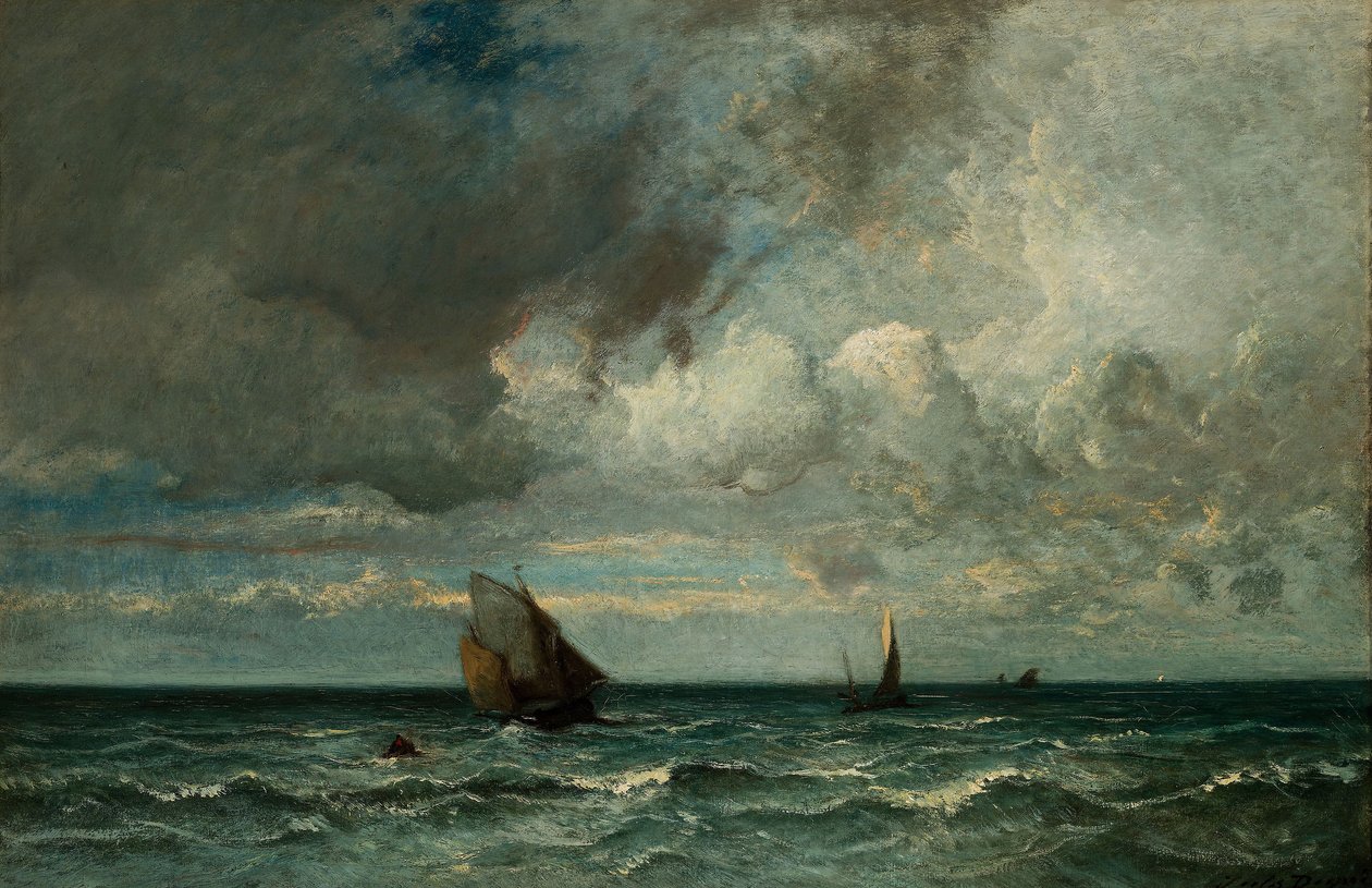 Gøer på flugt før stormen, 1870?75 af Jules Dupré