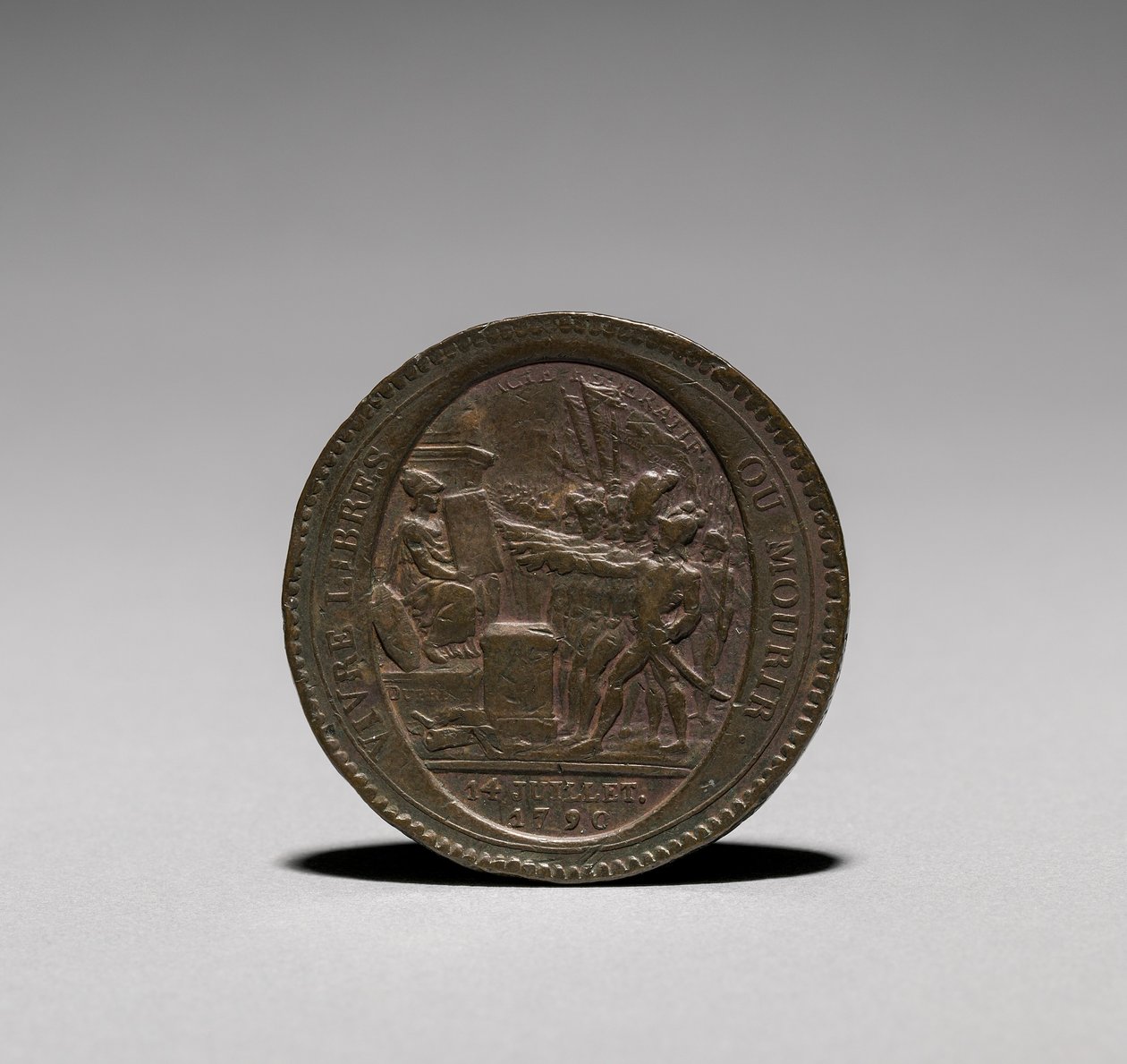 Medalje: Fem Soler udstedt af Monneron Brothers, Paris, 1792 forside. af Jules Dupré
