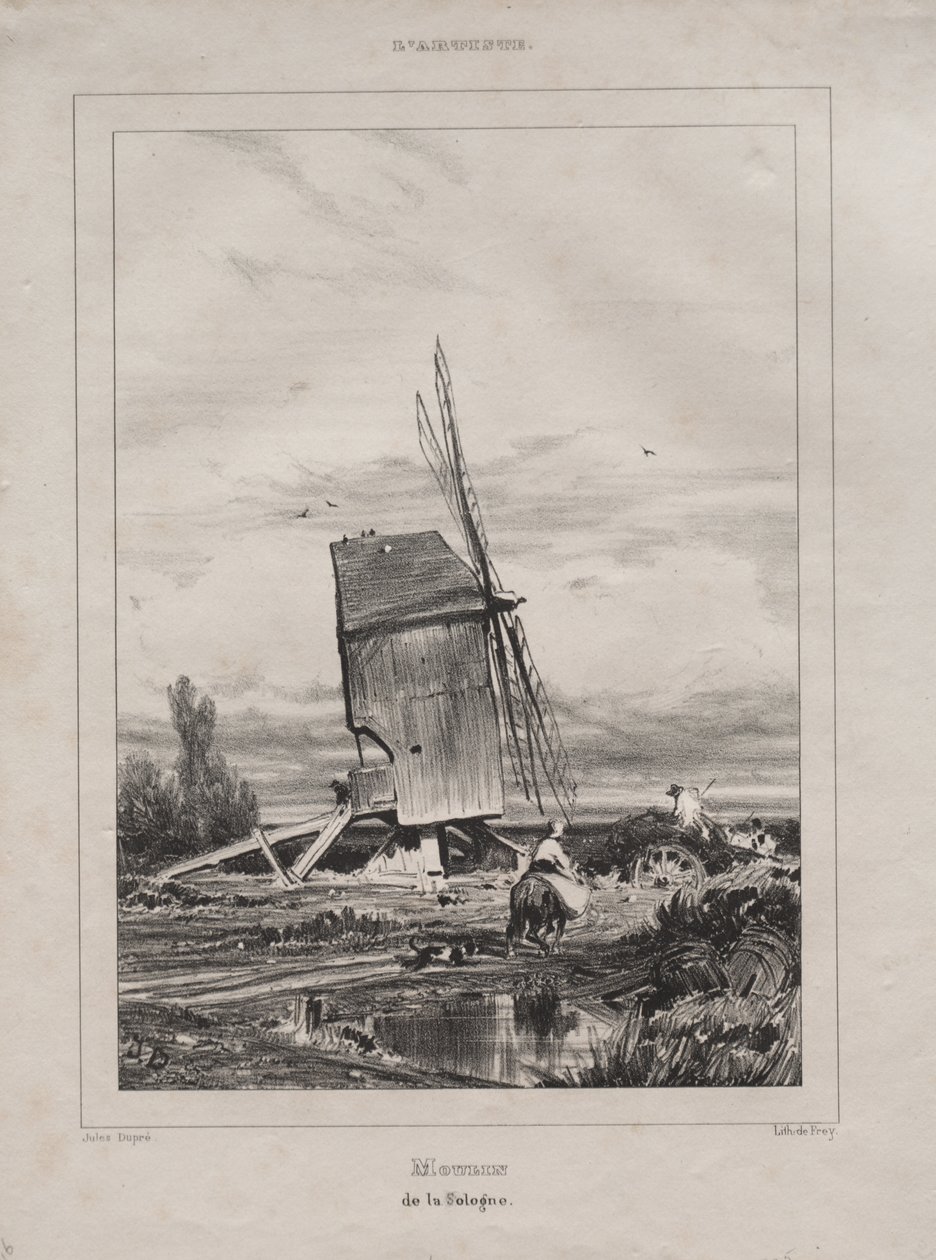 Mølle i Sologne, Frankrig af Jules Dupré