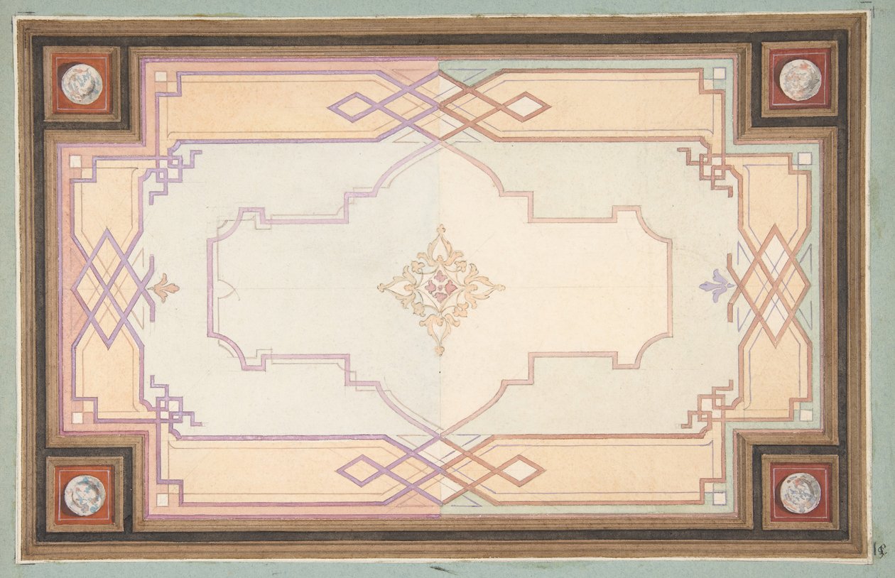Design til loft, anden halvdel af 1800-tallet. Skaber: Jules-Edmond-Charles Lachaise, Eugène-Pierre Gourdet. af Jules Edmond Charles Lachaise and Eugène Pierre Gourdet