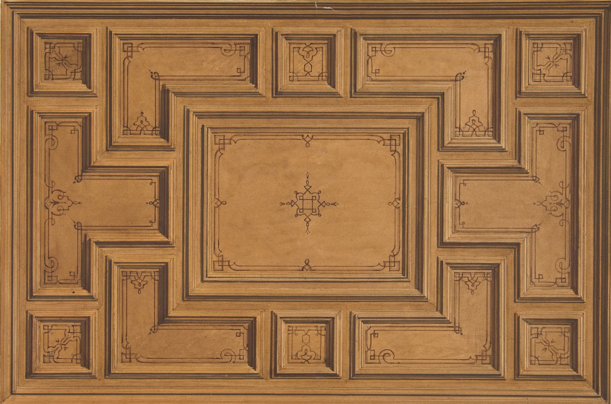 Design til et dekoreret loft, 1840-97. Skaber: Jules-Edmond-Charles Lachaise, Eugène-Pierre Gourdet. af Jules Edmond Charles Lachaise and Eugène Pierre Gourdet