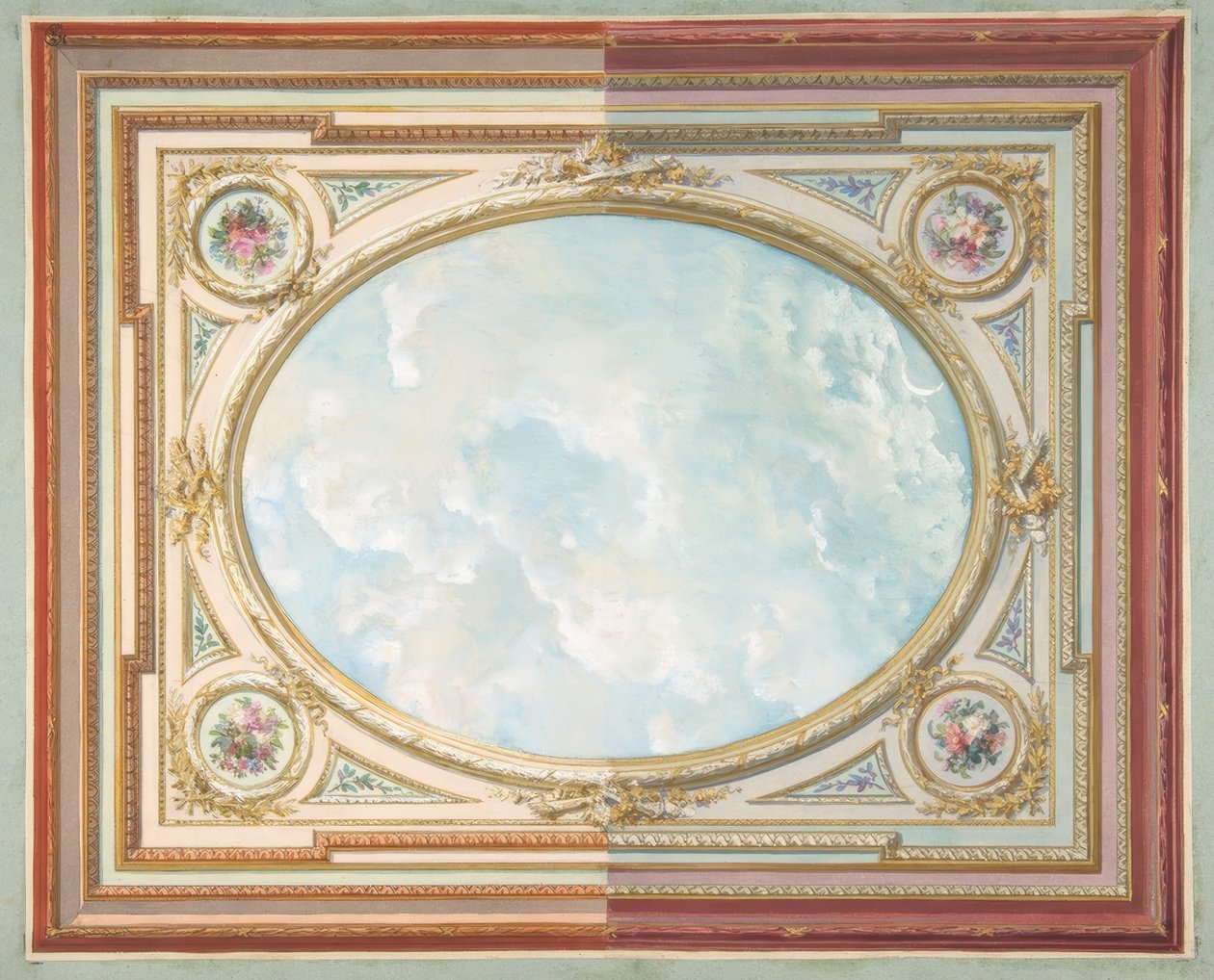 Design til et loft af trompe loeil sky af Jules Edmond Charles Lachaise