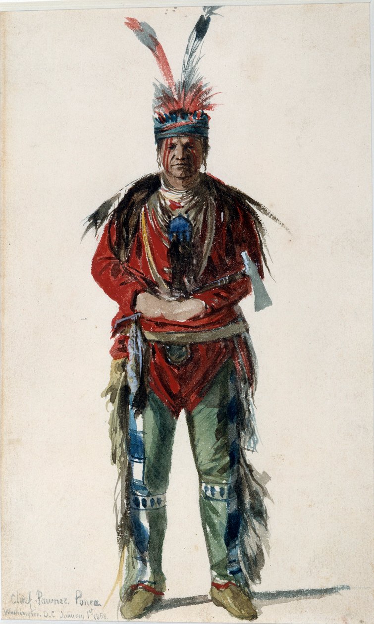 Indian of America: "" Footprint of an Indian Chief of the Pawnee Ponca Tribe" Litografi af Jules Emile (Jules-Emile) Saintin (1829-1894) 1858 La Rochelle, Musee du Nouveau Monde af Jules Emile Saintin