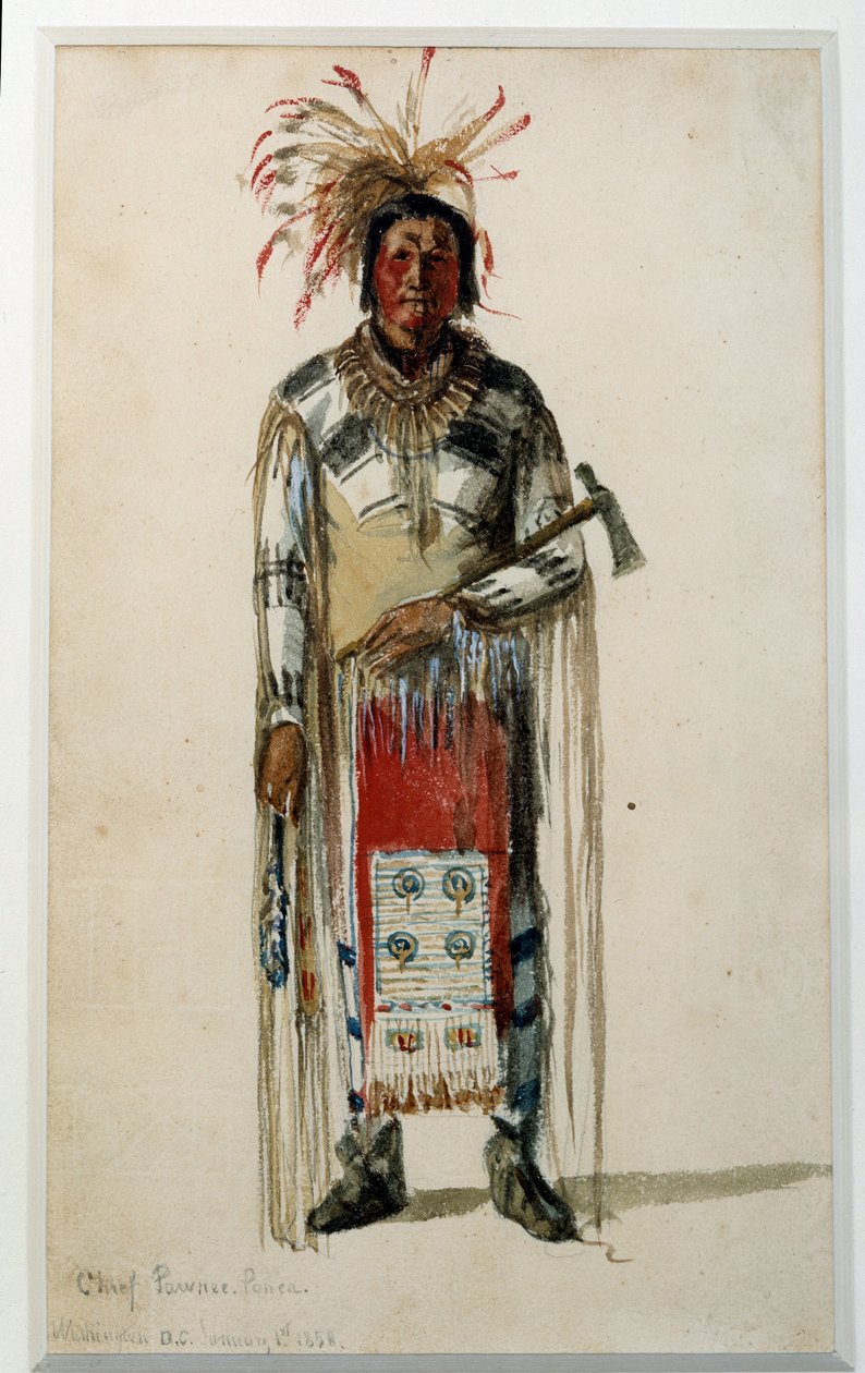 Indian of America: "" Footprint of an Indian Chief of the Pawnee Ponca Tribe" Litografi af Jules Emile (Jules-Emile) Saintin (1829-1894) 1858 La Rochelle, Musee du Nouveau Monde af Jules Emile Saintin
