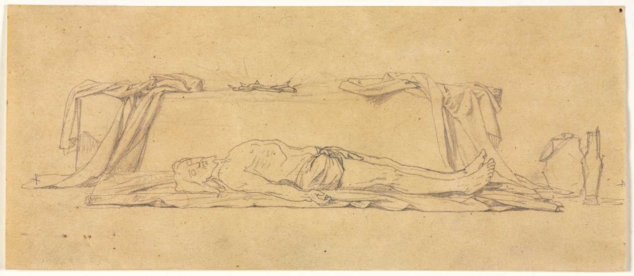 Skitse af den døde Kristus liggende ved graven, 1800-tallet. af Jules Eugene Lenepveu