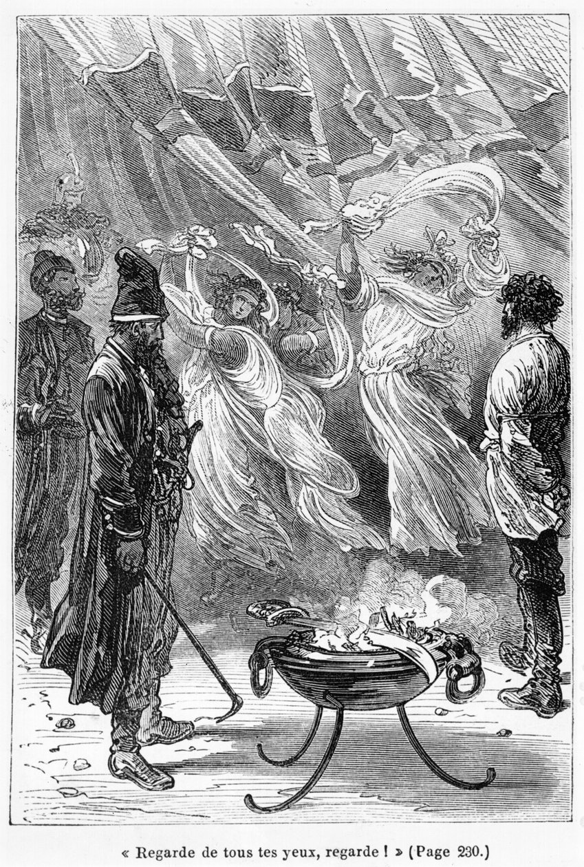 Se, mens du kan, illustration fra "Michel Strogoff" af Jules Verne (1828-1905), graveret af Charles Barbant (død 1922) Paris, Hetzel af Jules Ferat
