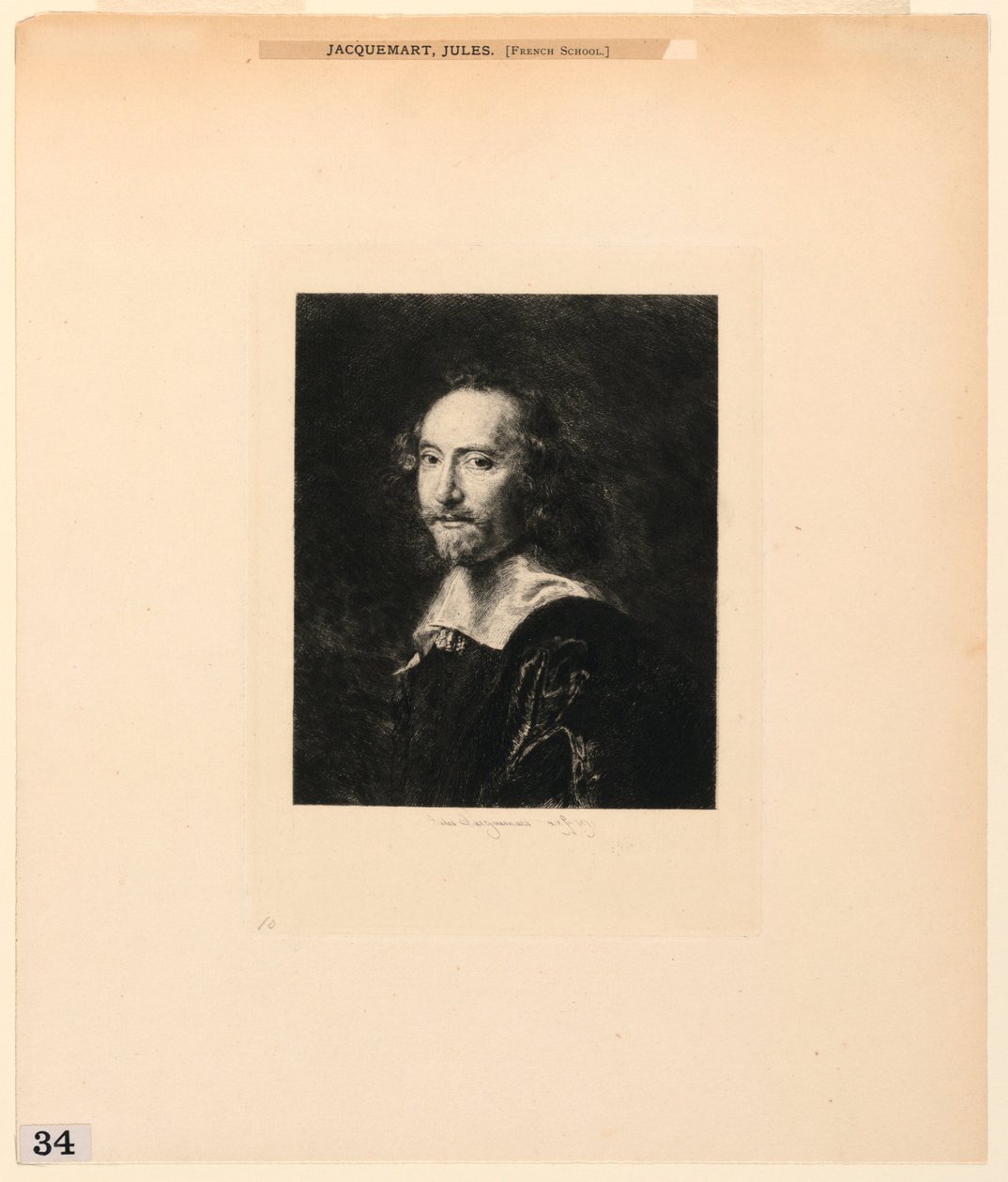 Portræt af en mand, fra "Etchings of Pictures in the Metropolitan Museum, New York" af Jules Ferdinand Jacquemart