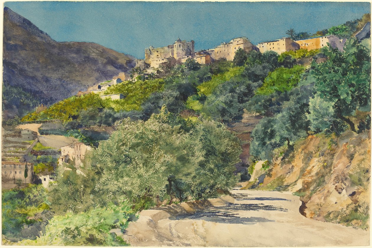 Solbeskinnede bakker nær Menton af Jules Ferdinand Jacquemart