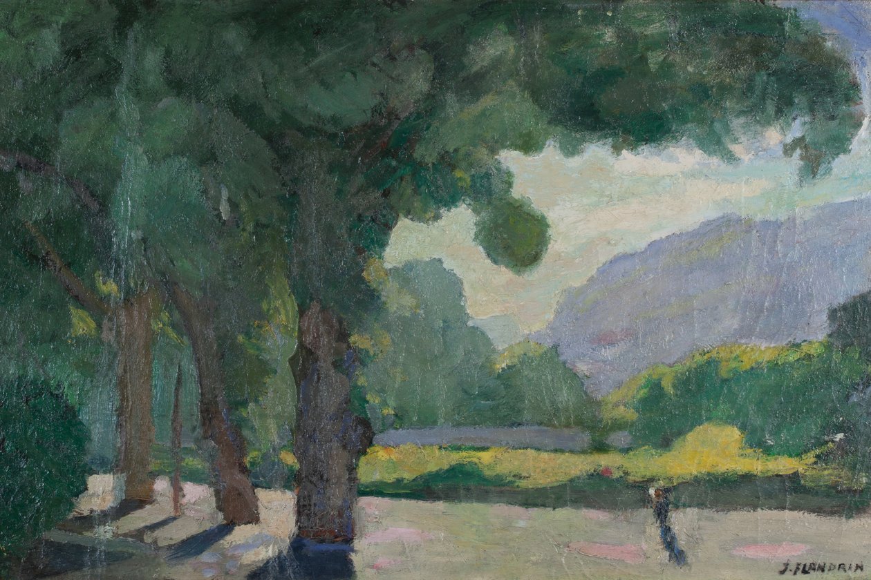 Grenoble, set fra Île Verte 1922 Olie på pap af Jules Flandrin