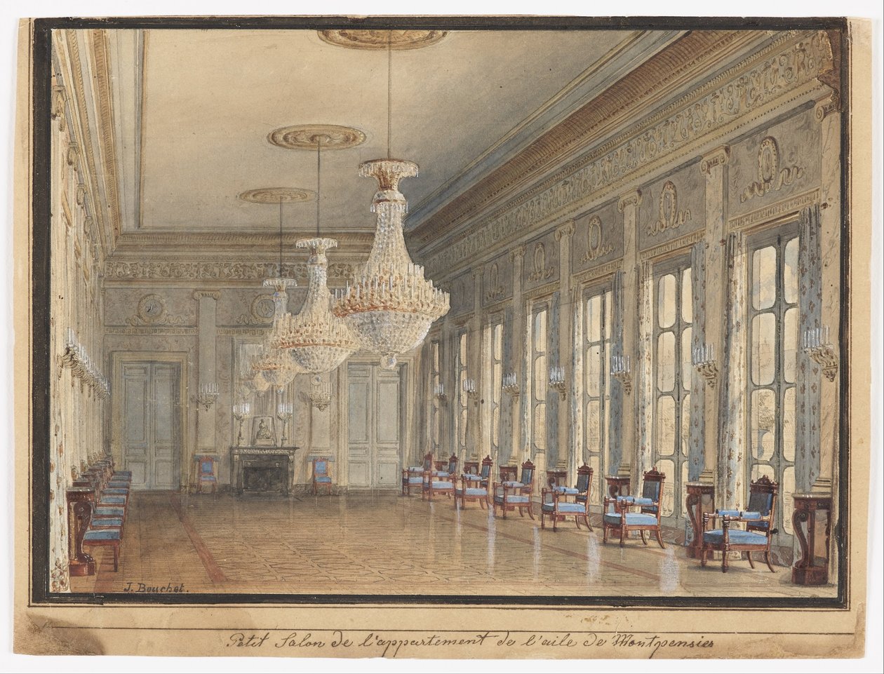 Salonen i Montpensier -fløjen, Palais Royal af Jules Frédéric Bouchet