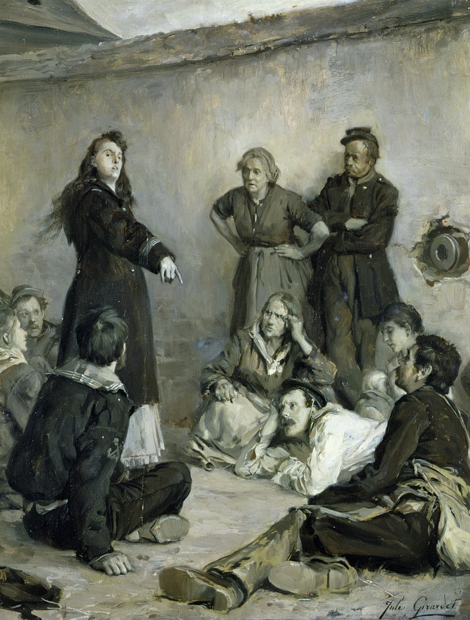 Louise Michel (1830-1905) Taler to the Communards (olie på lærred) af Jules Girardet