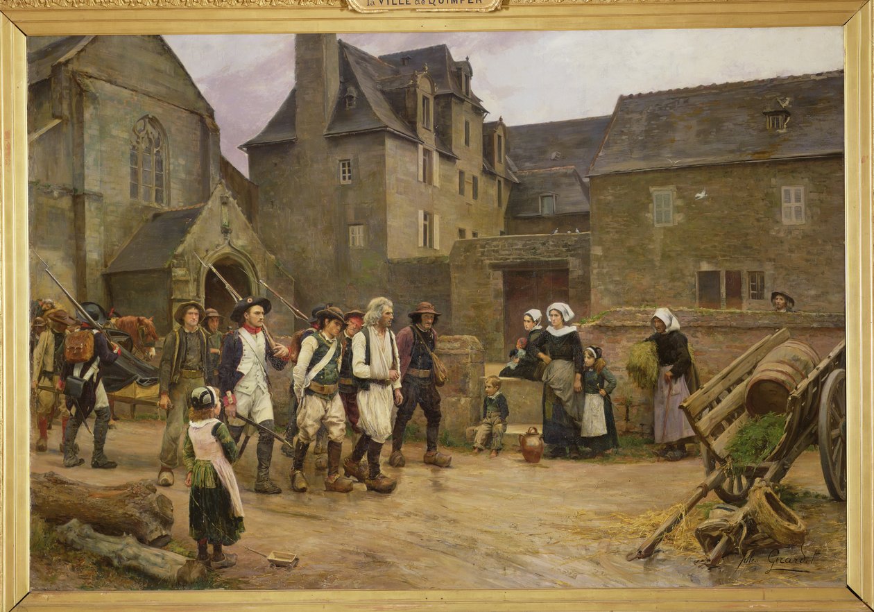 The Revolutionarys of Fouesnant afrundet af nationalgarden i 1792, ca. 1886-87 (olie på lærred) af Jules Girardet