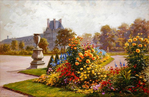 The Tuileries Gardens, Paris (akvarel og kropsfarve på papir) af Jules Girardet