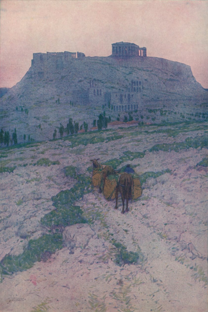 Akropolis i Athen, tidlig morgen, 1913 af Jules Guerin