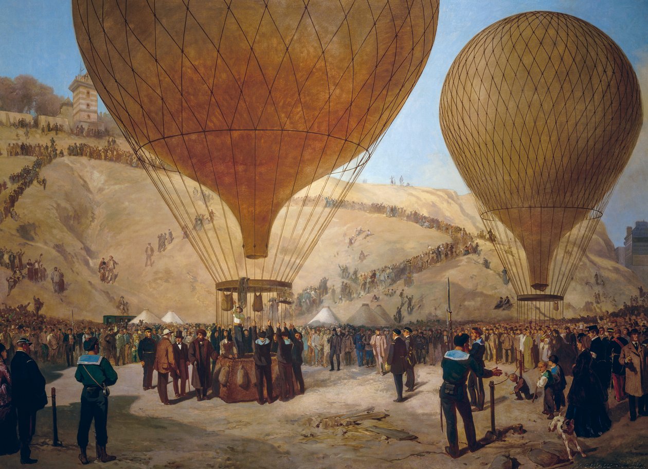 Leon Gambetta tager afsted på Armand-Barbes luftballon under belejringen af Paris, fra Place Saint-Pierre til Montmartre den 7. oktober af Jules and Guiaud Jacques Didier