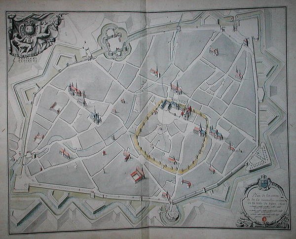 Plan over den gamle og den nye bymur i Dijon af Jules Hardouin Mansart