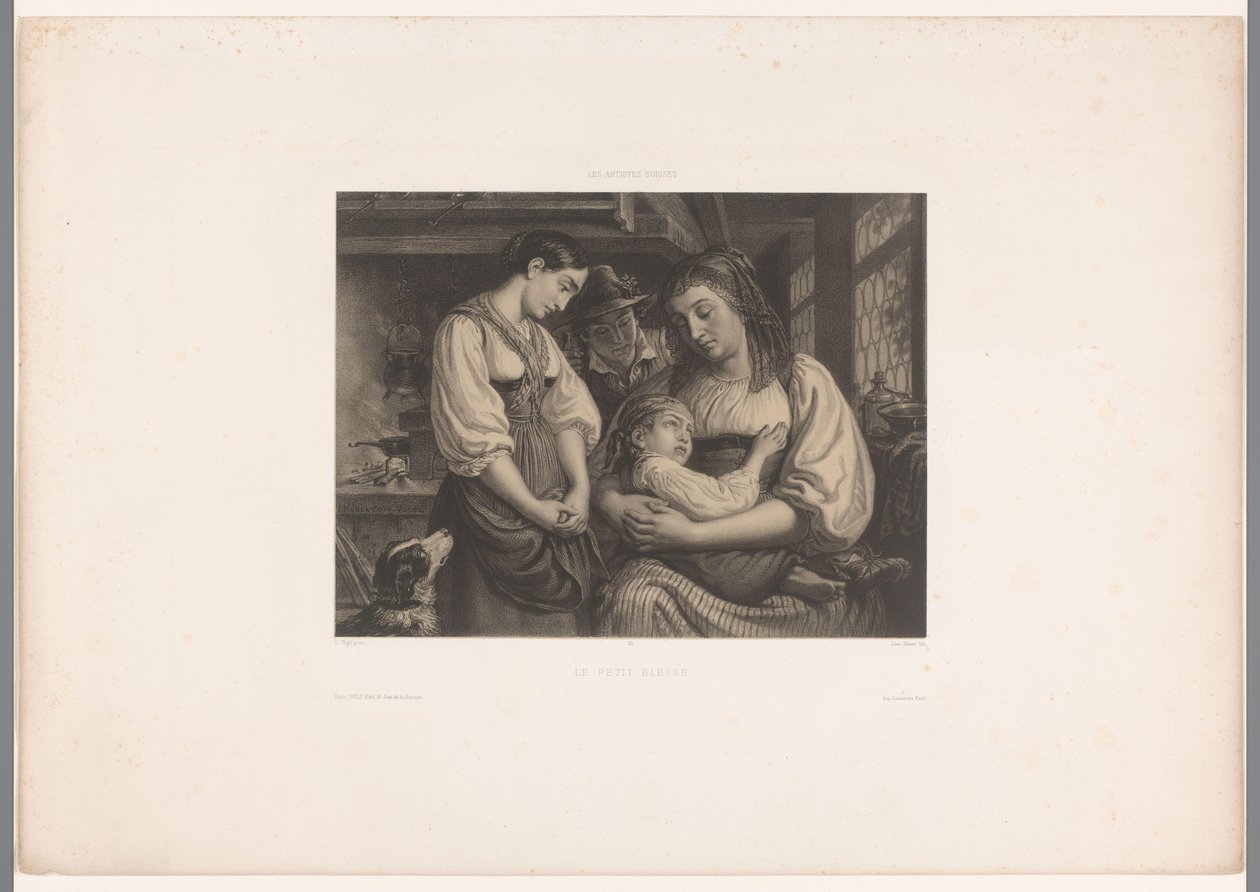 Mor med skadet barneskød Le petit blessé (titel på objekt) Schweiziske kunstnere (serietitel) Les artistes Suisses (serietitel på objekt) af Jules Hébert