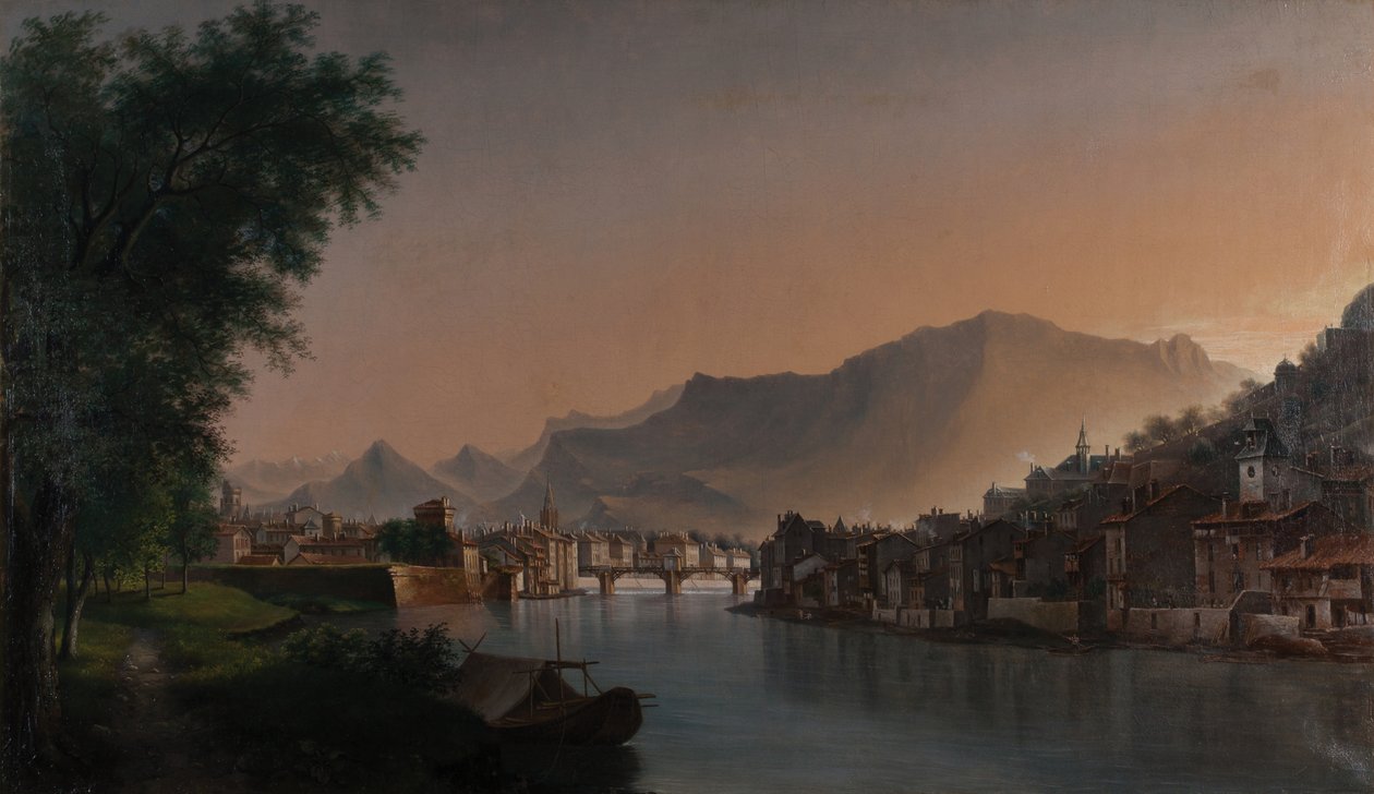 Näkymä Grenoblesta 1800-luvulla (öljy kankaalle) af Jules Jean Baptiste Guedy