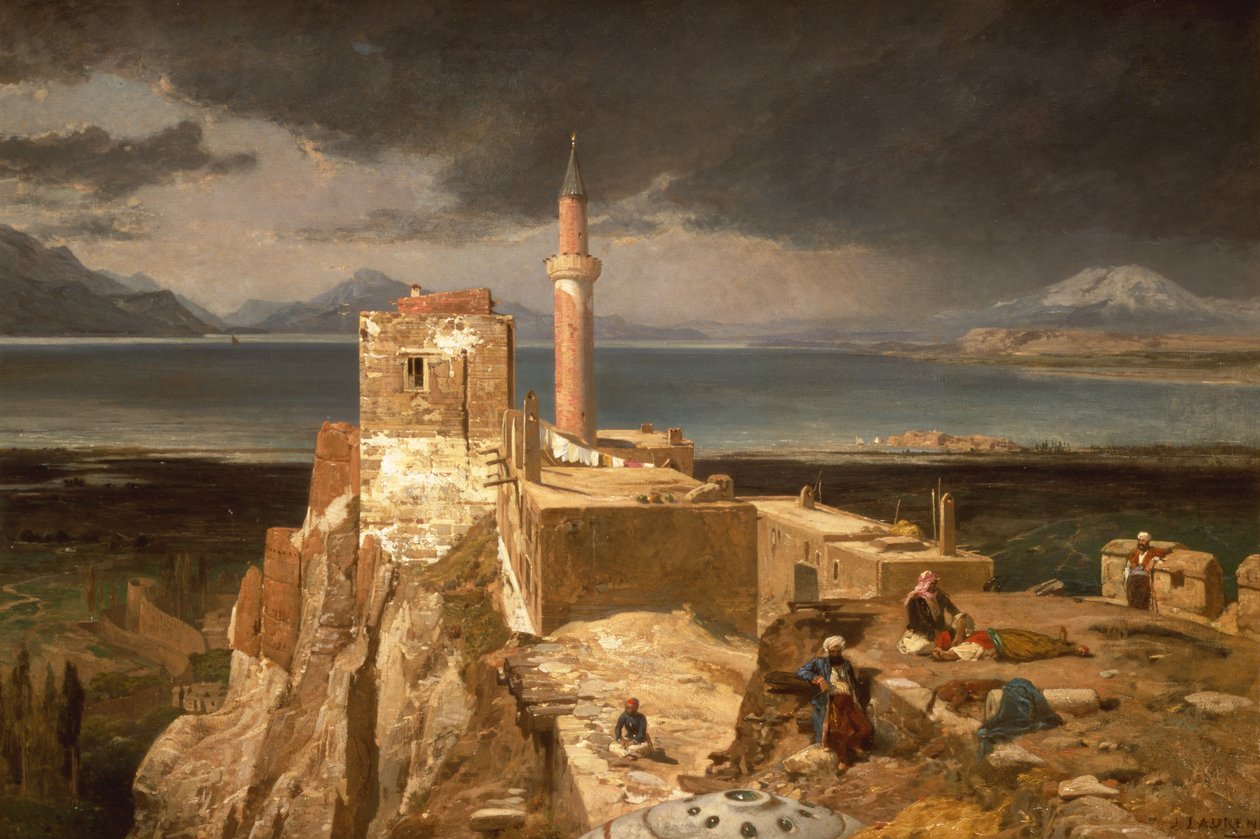 Van-søen og fæstningen, Armenien (olie på lærred) af Jules Joseph Augustin Laurens