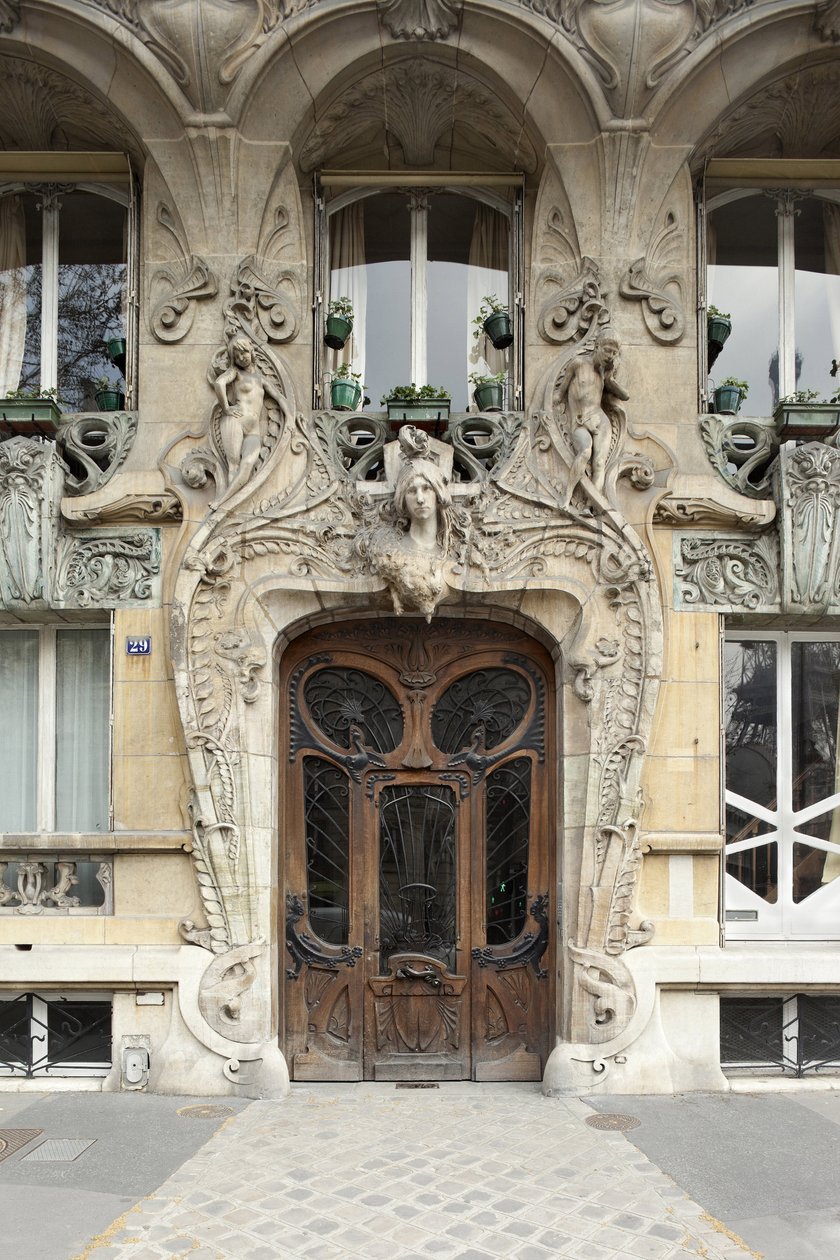 Indgangsdør til 29 avenue Rapp i det 7. arrondissement i Paris, art nouveau-arkitektur af Jules Lavirotte