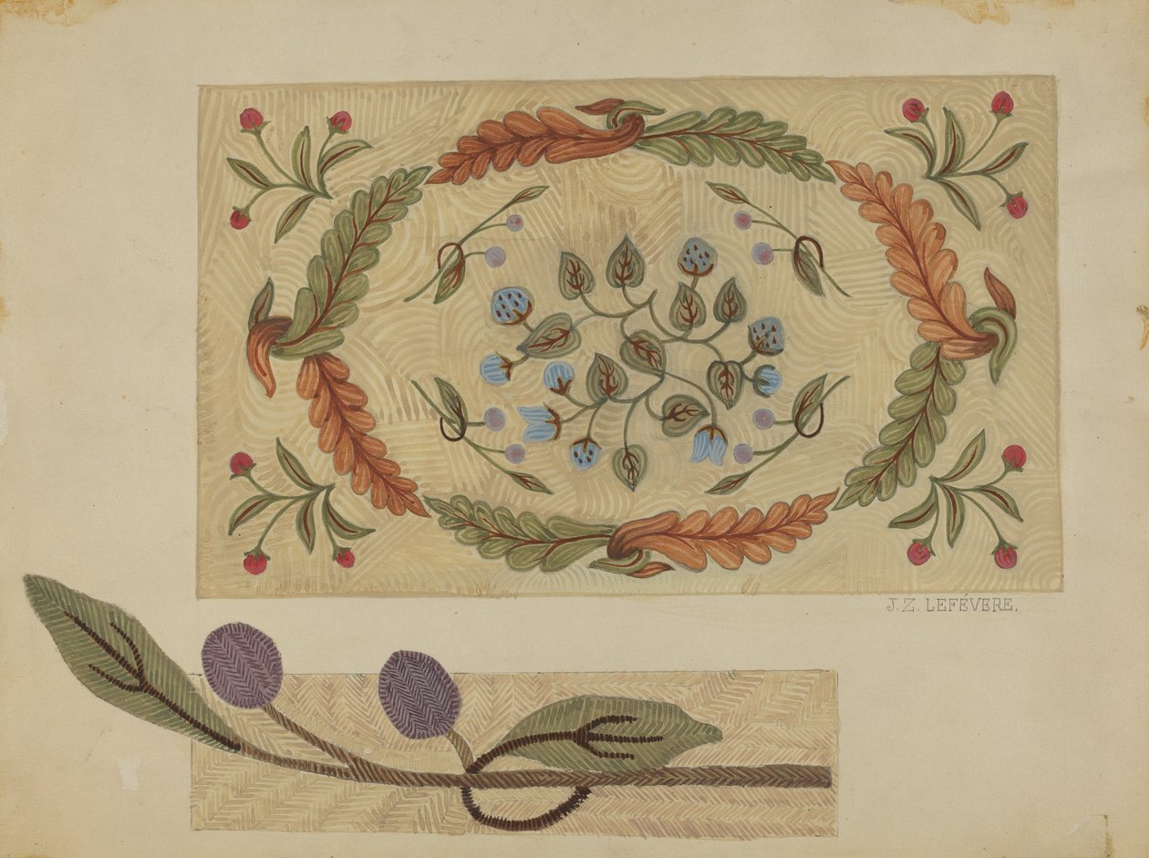 Broderet tæppe af Jules Lefevere