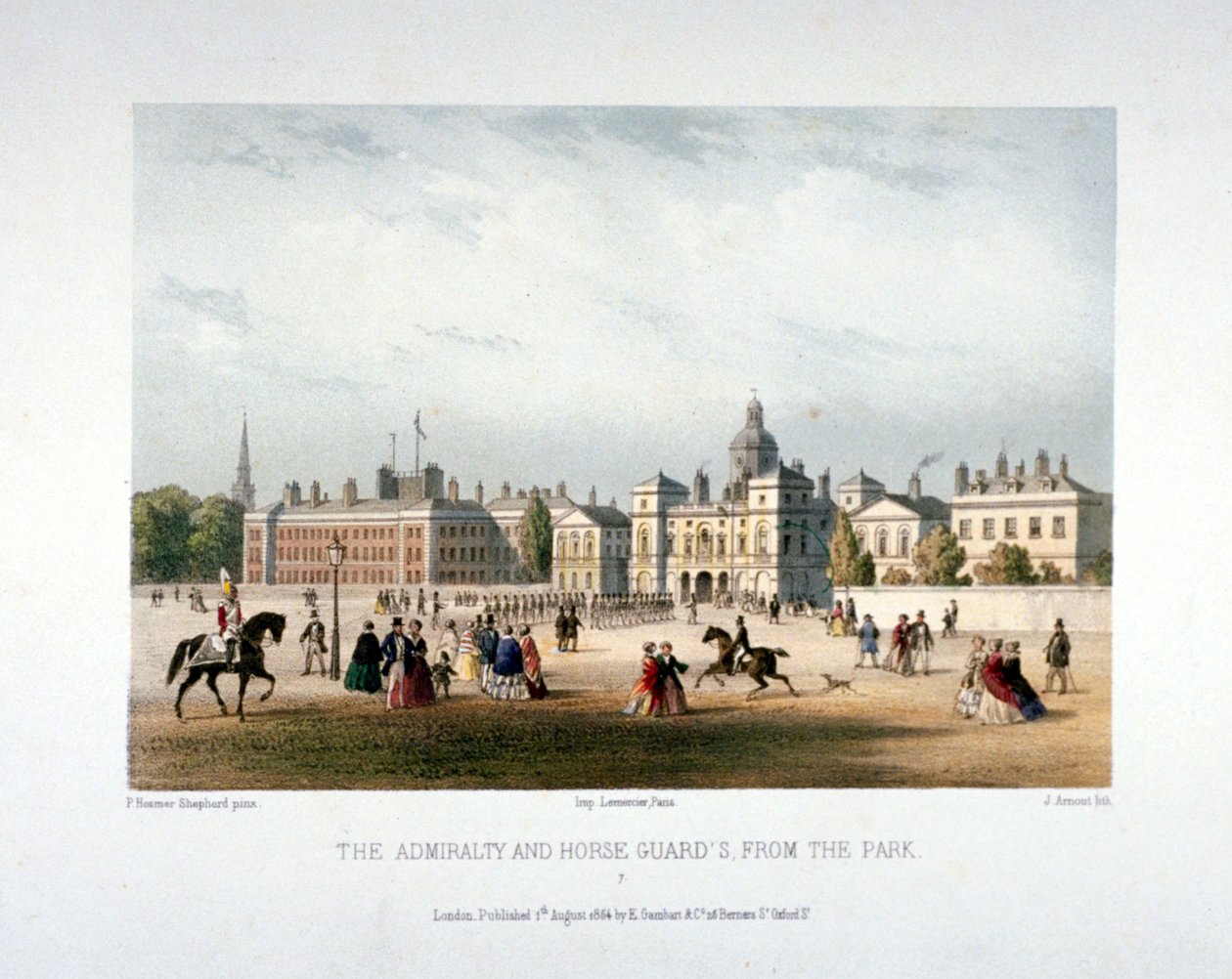 Admiralitet og hestevagter, Whitehall, Westminster, London, 1854 af Jules Louis Arnout