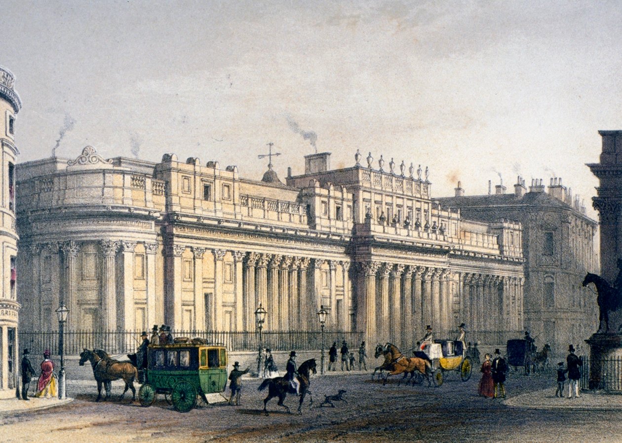 Udsigt over The Bank of England, City of London, 1854 af Jules Louis Arnout