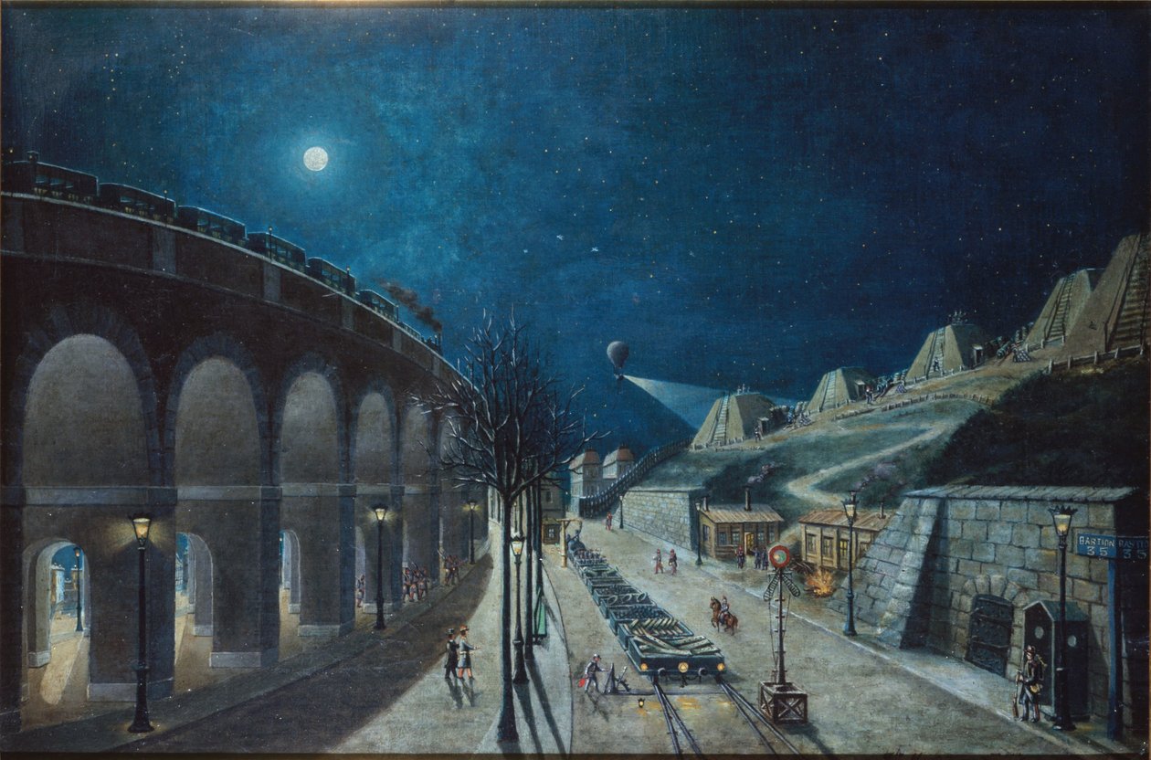 Point-du-Jour-viadukten og bastion 35, marts 1870 af Jules Mary