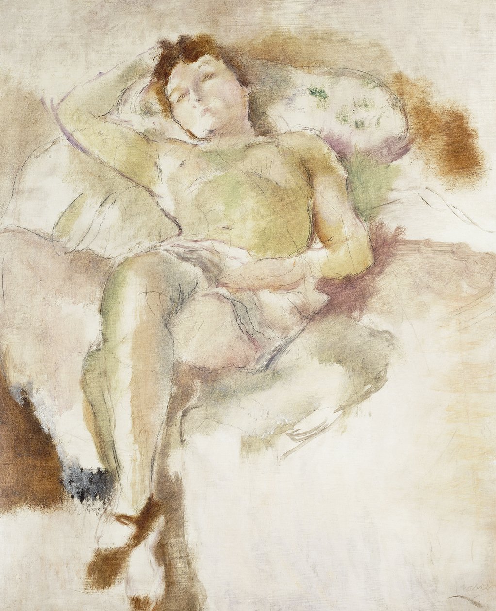 Bobette Liggende; Bobette Allongee, 1927 af Jules Pascin