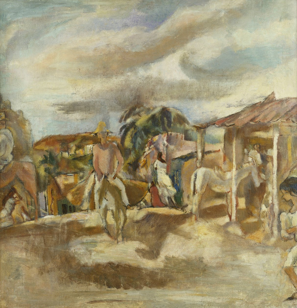 cubanske landsby; Cuban Village, ca. 1917-1918 af Jules Pascin