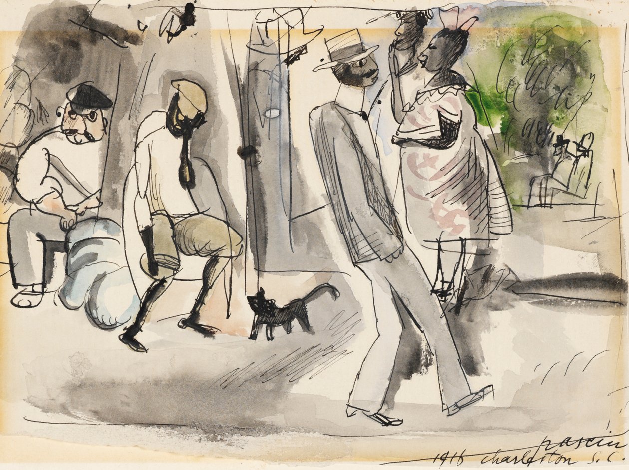 Figures in a Park, Charleston, South Carolina, 1916 (wc på papir) af Jules Pascin