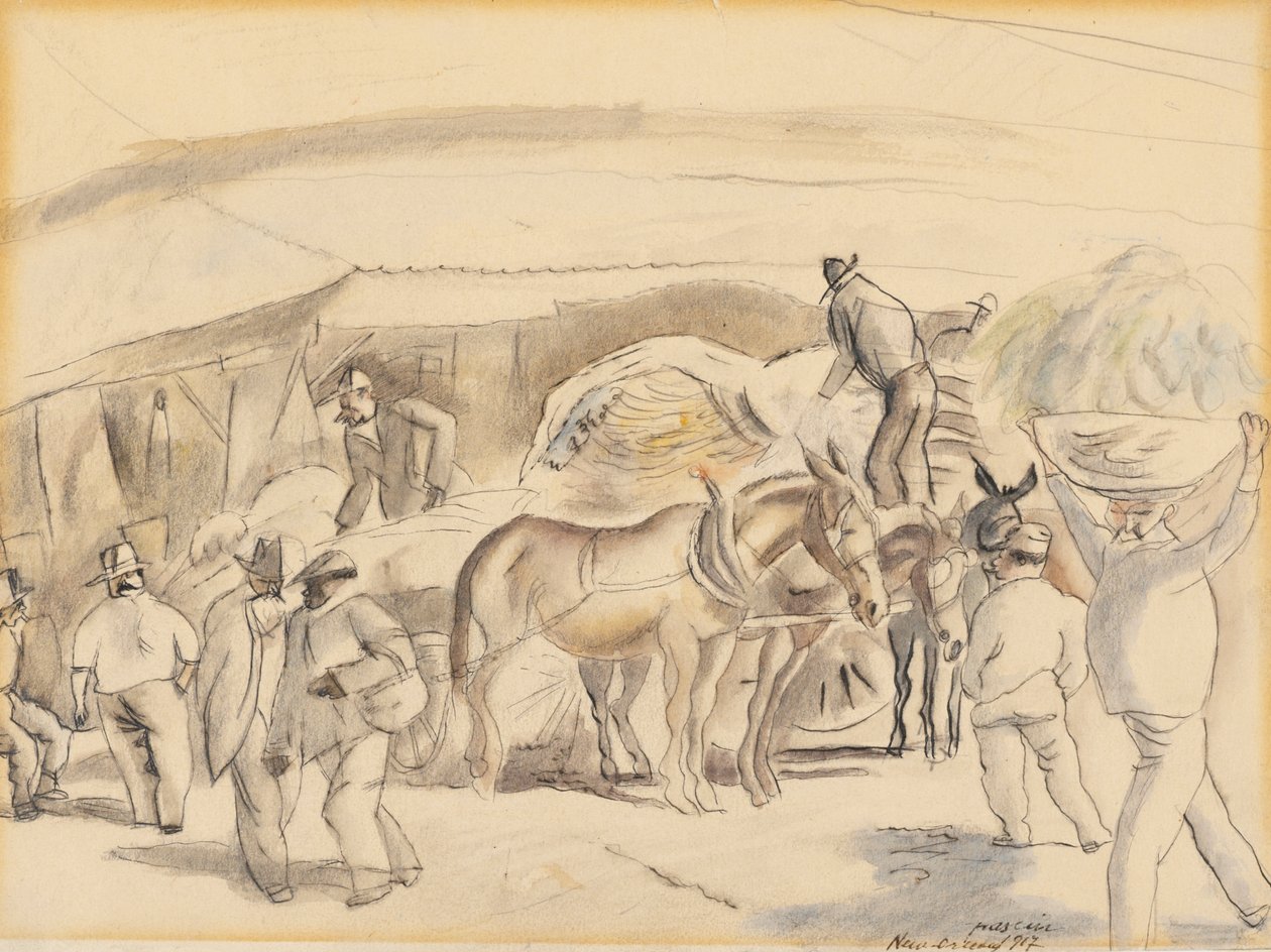 Høstmaskiner, 1917 (wc på papir) af Jules Pascin