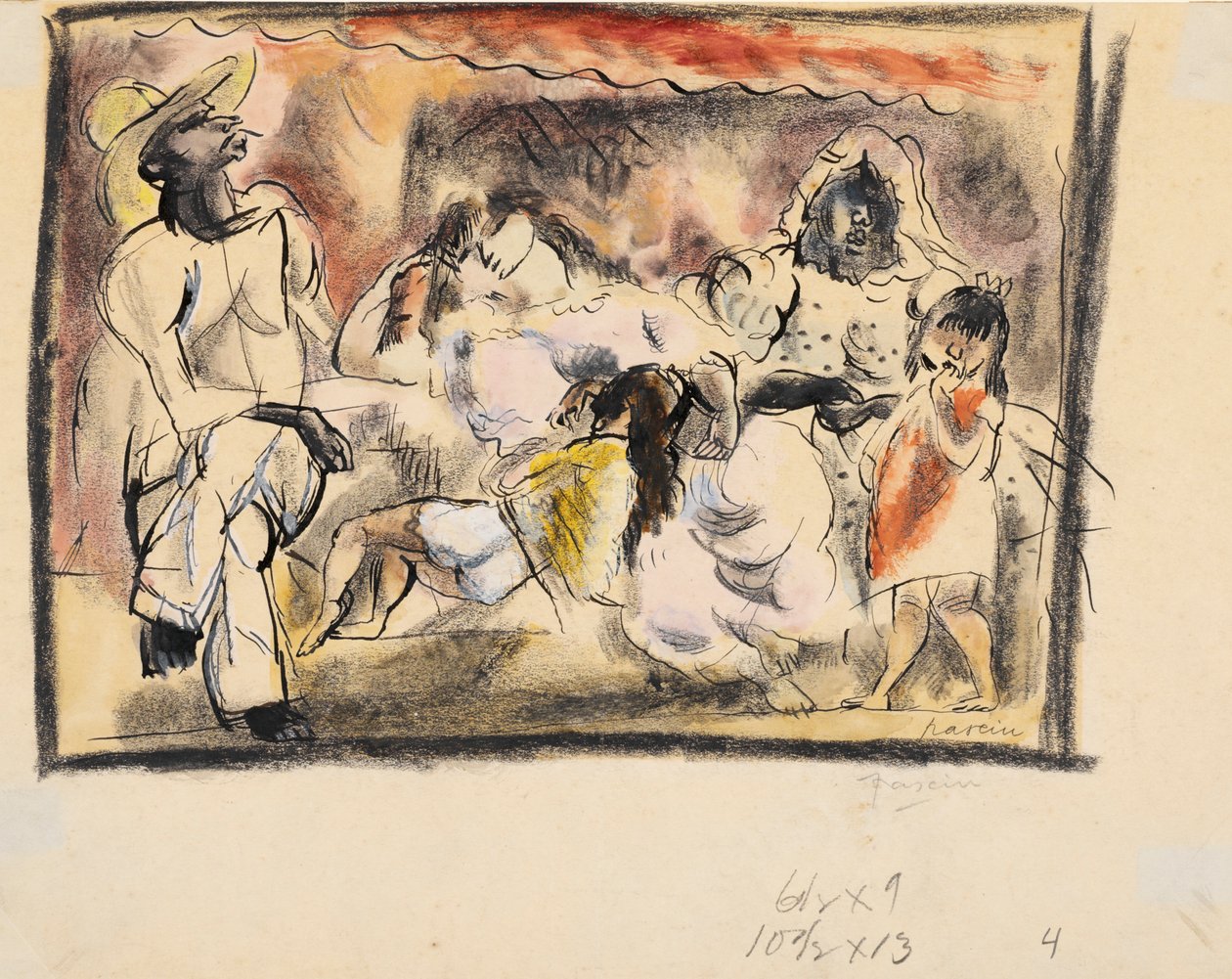 Mand, to kvinder, to børn af Jules Pascin
