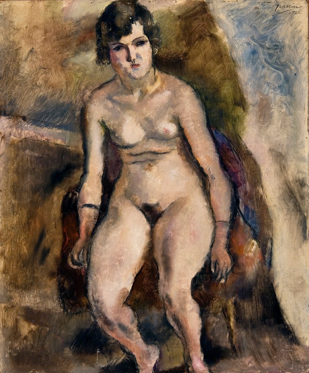 Nøgen siddende på en stol af Jules Pascin
