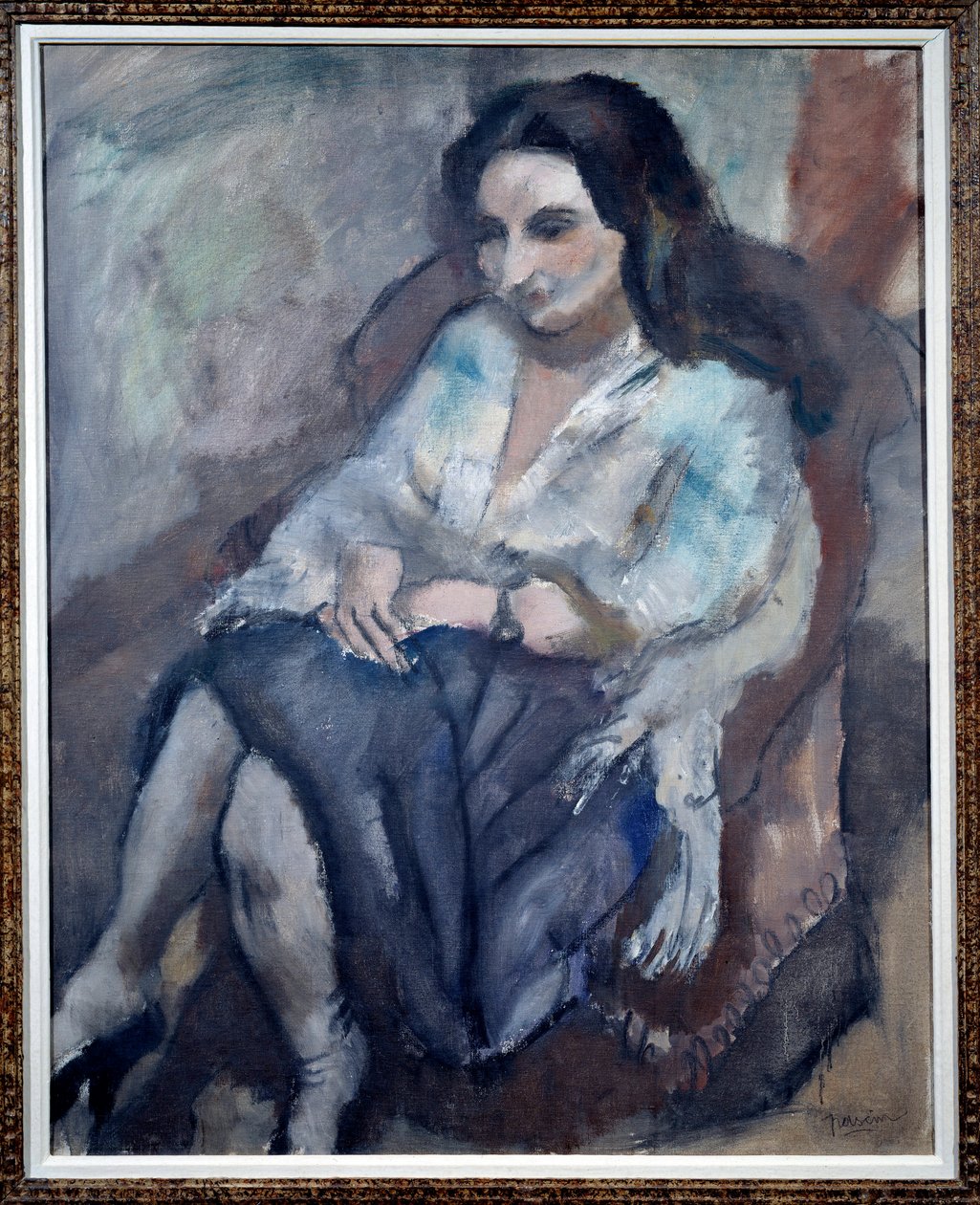 Portræt af Andree. Portræt af en siddende kvinde. Maleri af Jules Pascin (1885-1930) af Jules Pascin