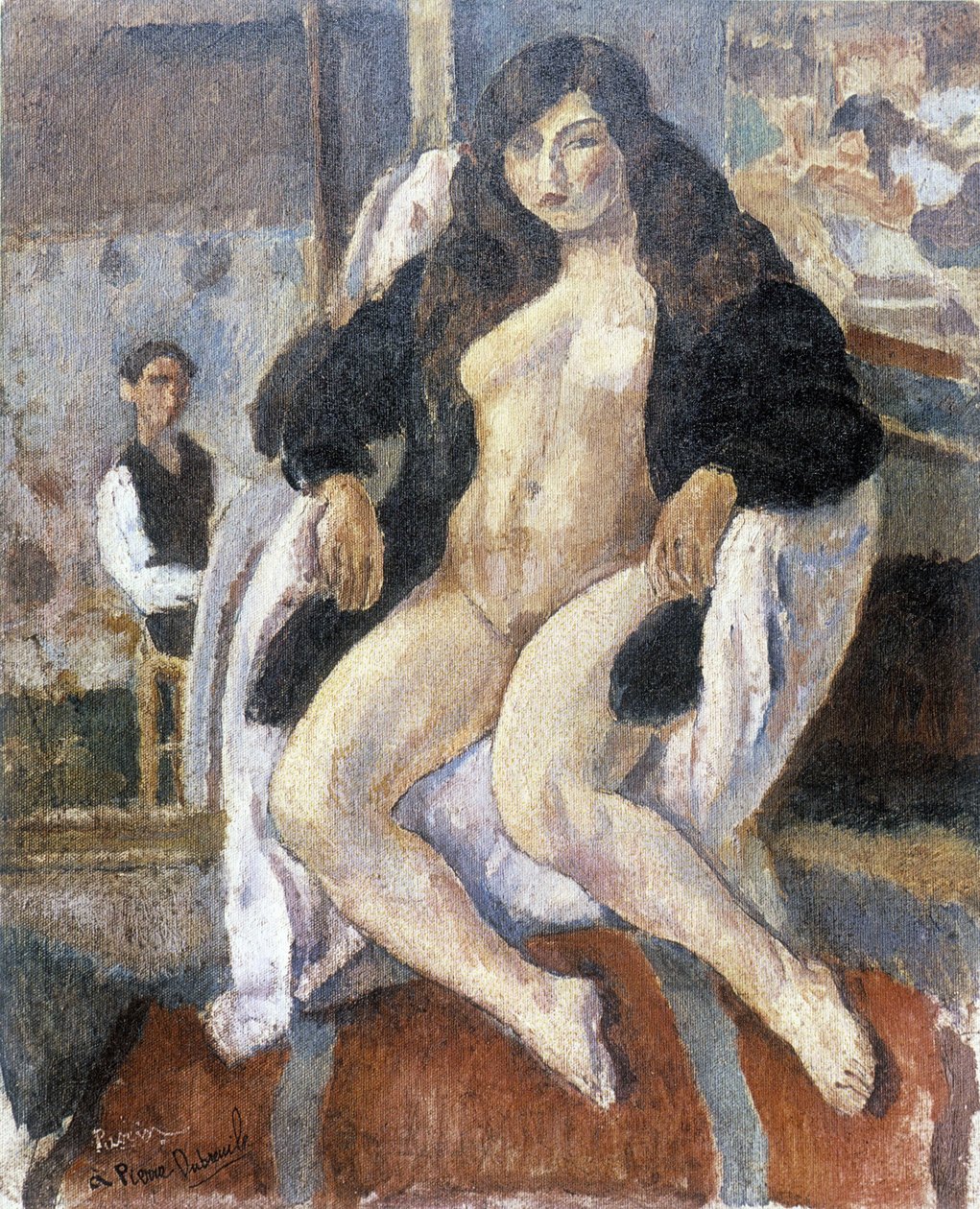 Portræt af maleren Pierre Dubreuil og hans model lavet af den amerikanske maler Jules Pascin (1885-1930). af Jules Pascin
