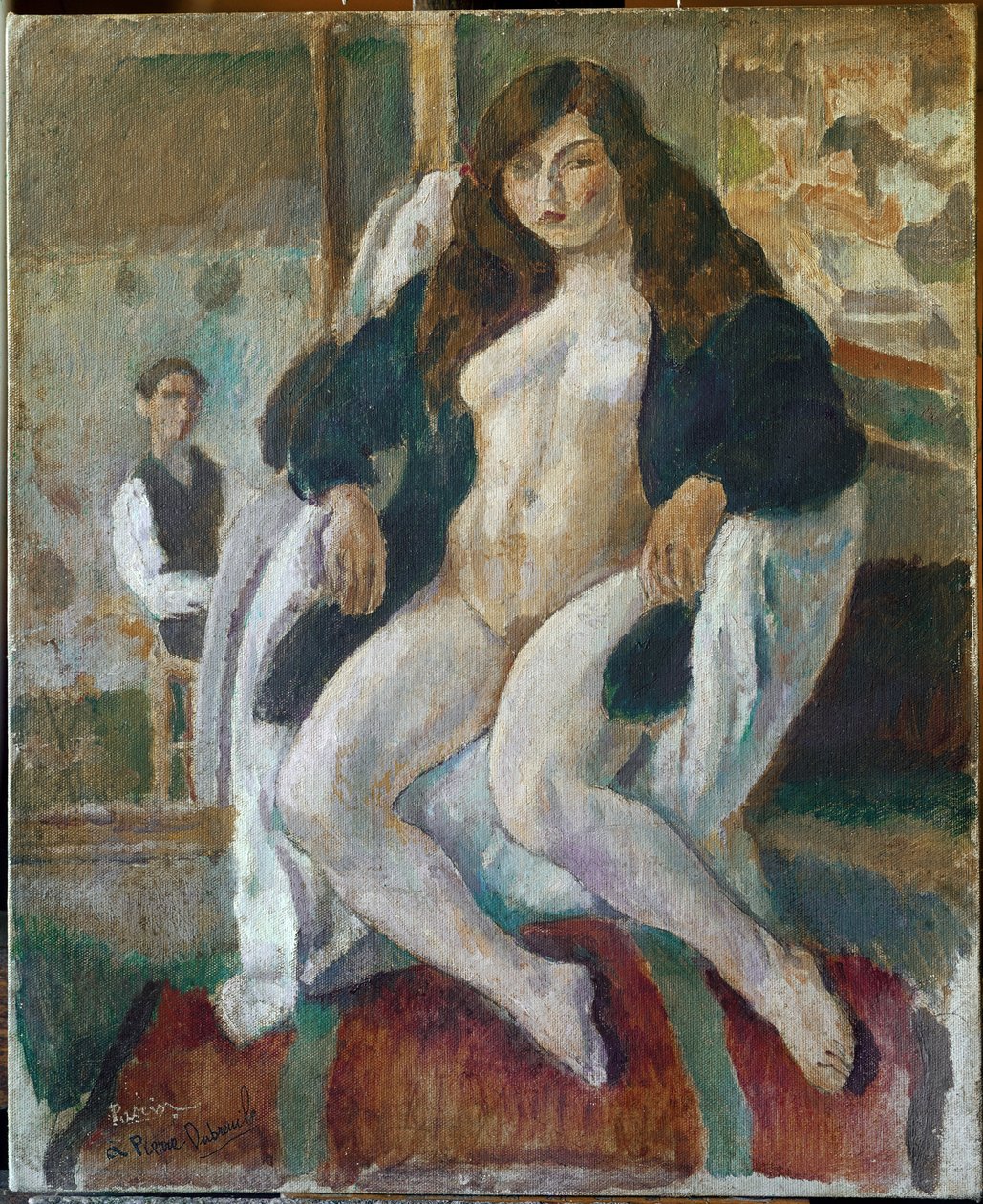 Portræt af maleren og hans model (olie på lærred, 20. århundrede) af Jules Pascin
